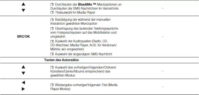 Fiat Punto. DISPLAY UND BEDIENTASTEN AM LENKRAD
