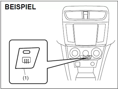 Suzuki Swift. Schalter für heizbare Heckscheibe und heizbare Außenspiegel