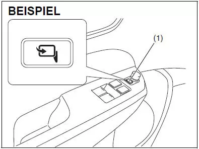 Suzuki Swift. Schalter zum Einklappen für heizbaren Außenspiegel